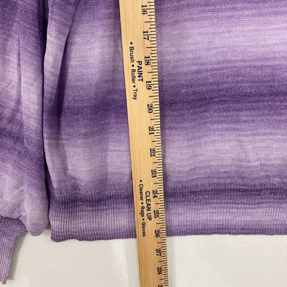 New DG2 Diane Gilman size XL Purple Crew Neck Puff Sleeve Light Knit Sweater - Picture 7 of 9